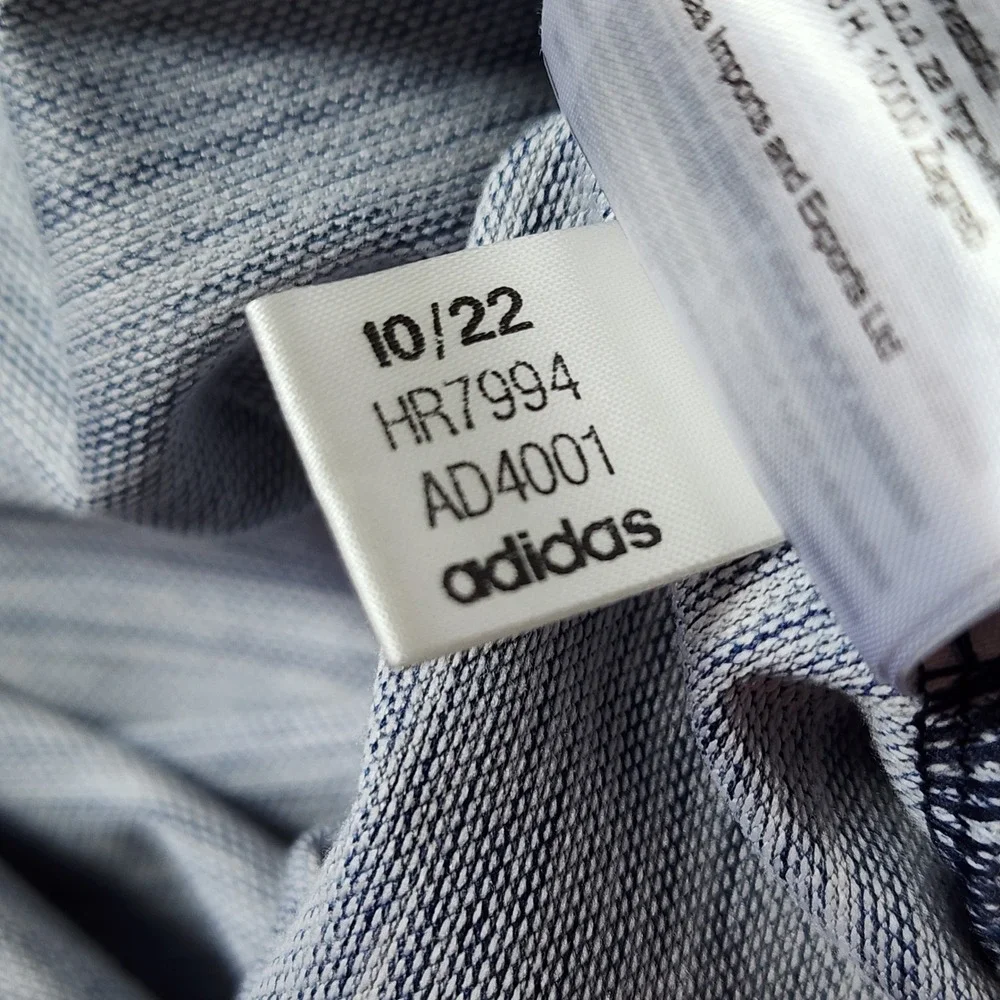 Adidas Polo Shirt Mens L Blue Space Dye Chest Stripe Golf Top Excellent
